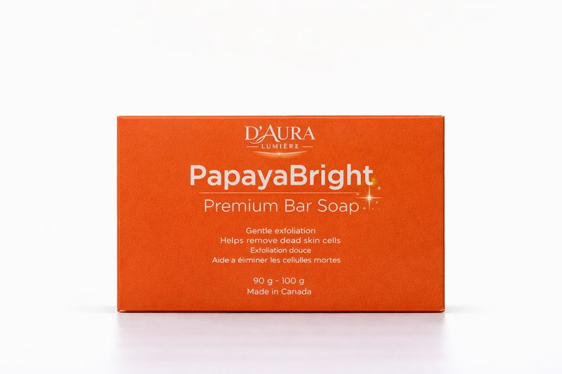 D’Aura PapayaBright Premium Bar Soap (90–100 g)