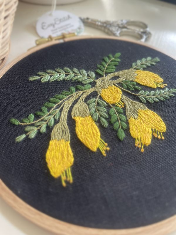 Hand Embroidery full kit “Kōwhai" for beginner - (updated) design