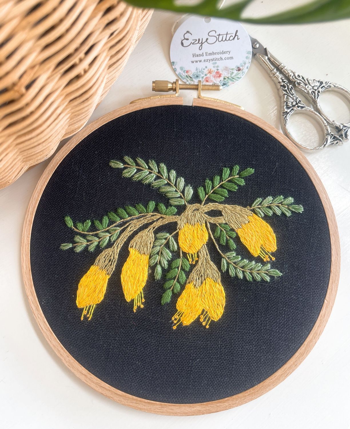 Hand Embroidery full kit “Kōwhai&quot; for beginner - (updated) design