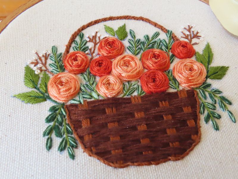 Hand Embroidery mini full kit “Sweet Rosy Basket”