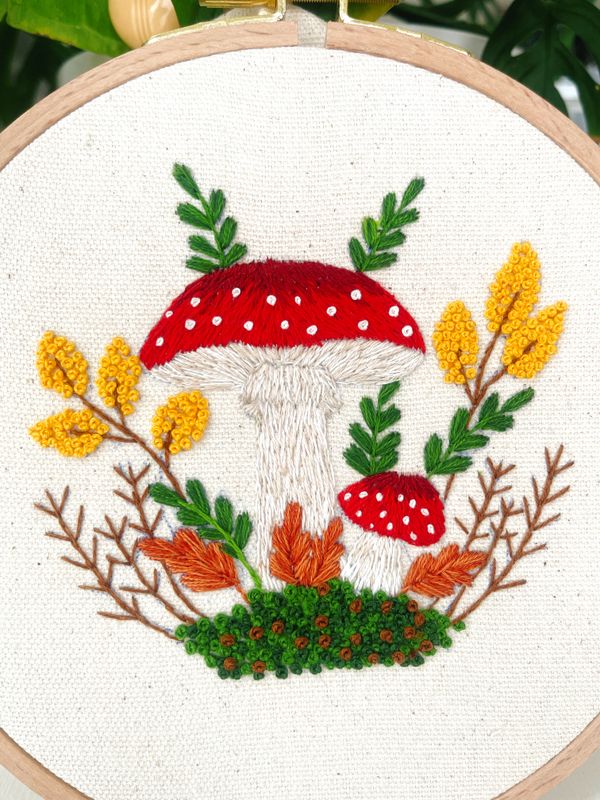 Hand Embroidery mini full kit “Forest Toadstool”