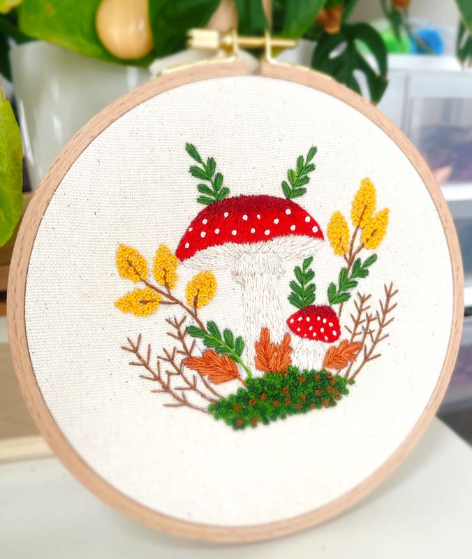 Hand Embroidery mini full kit “Forest Toadstool”