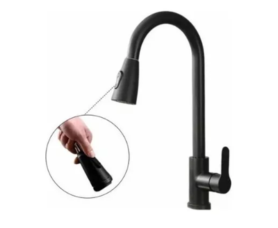 Llave Monomando Extensible Lavaplatos Color Negro Grifería Calidad