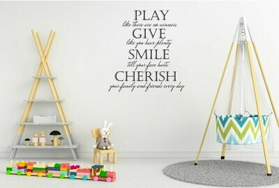 Play Give Smile Vinyl Wall Decal