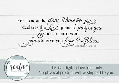 For I Know the Plans I Have for You (Digital Download)