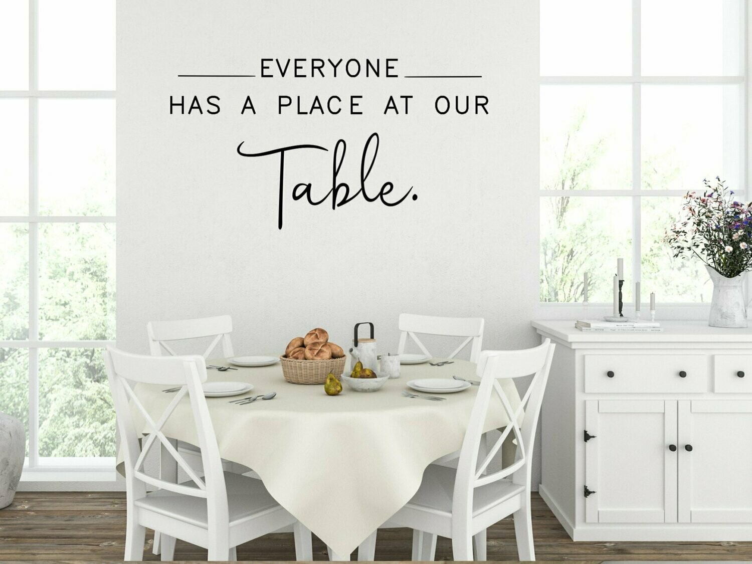 Everyone Has A Place At Our Table Wall Decal, Size: 12" x 22"