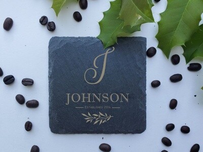 Last Name Engraved Coffee Coasters