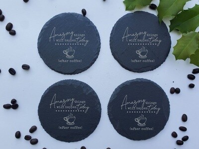 Amazing Things After Coffee Engraved Coffee Coasters