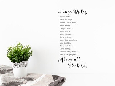 House Rules Vinyl Wall Decal
