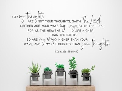 For My Thoughts Are Higher Than Your Thoughts KJV Vinyl Wall Decal