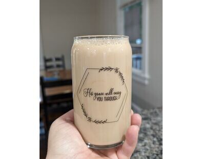 His Grace Will Carry You Through Glass Tumbler With Bamboo Lid and Straw