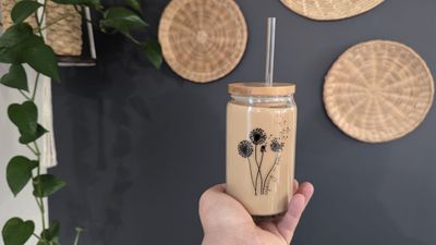 Rejoicing In Hope Handlettered Glass Tumbler With Bamboo Lid and Straw