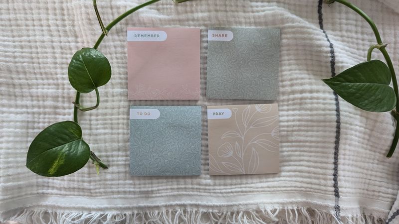 Floral Task Sticky Notes - Set of 4