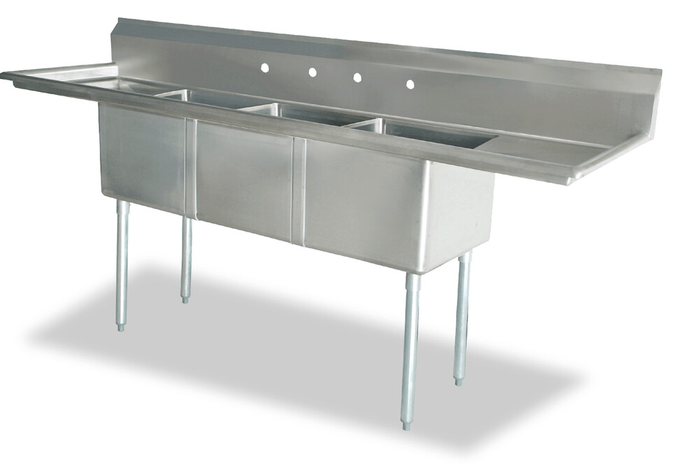 Sink 3-Compartment  54-3/8"W x 21"Dx 41"H