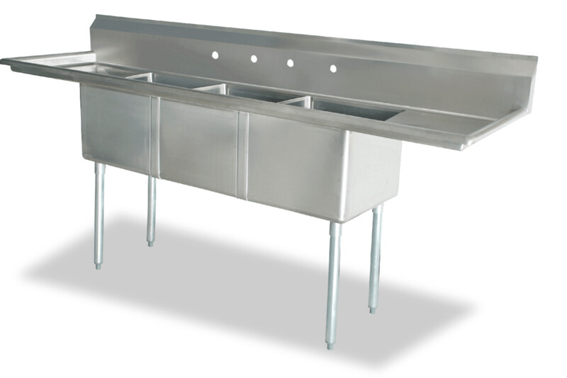 Sink 3-Compartment  54-3/8"W x 21"Dx 41"H