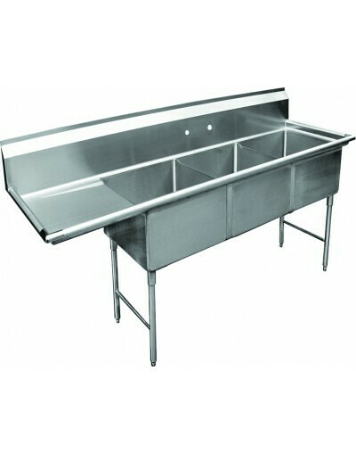 Sink 3-Compartment 63-3/8"W x 21"D x 45"H