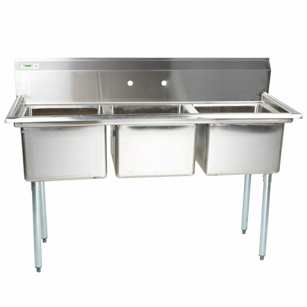 Sink 3-Compartment 51-3/8"W x 21"D x 45"H