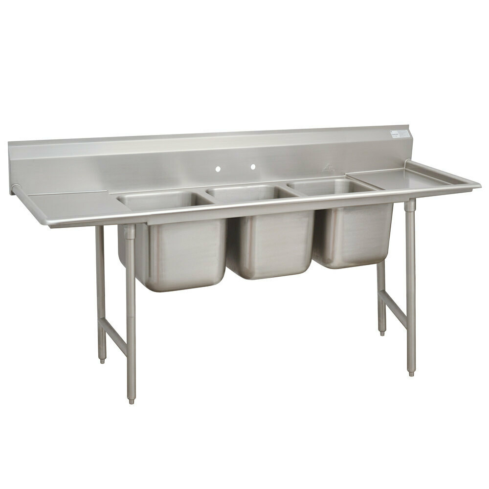 Sink 3-Compartment 84-3/8"W x 26"D x 45"H