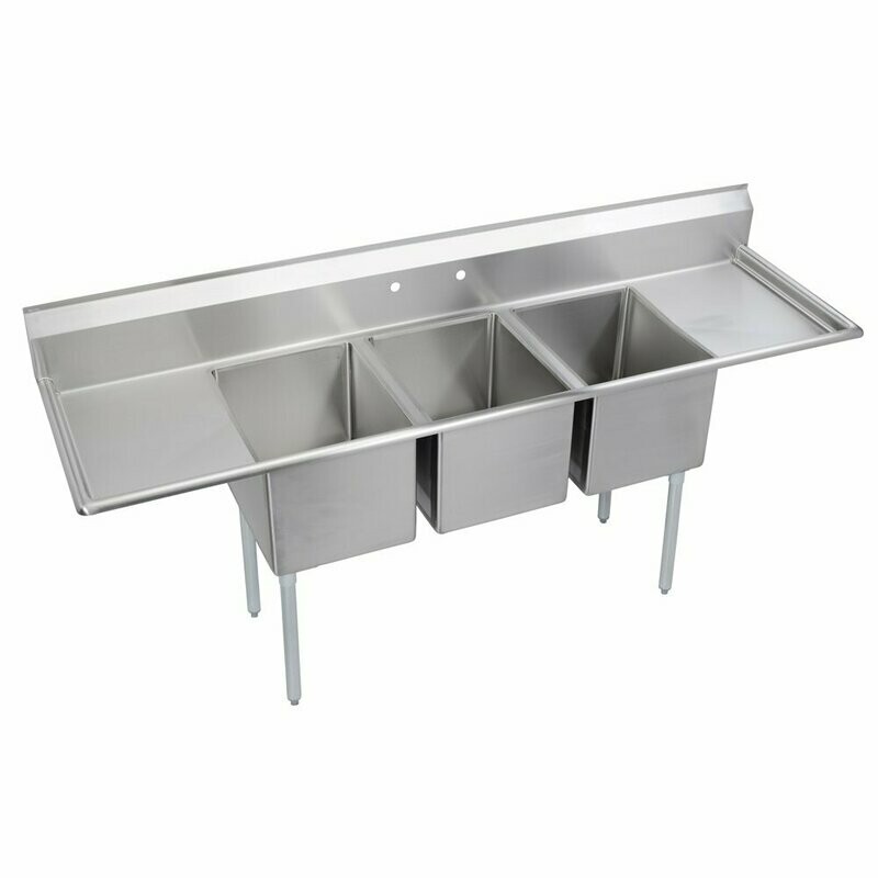 Sink 3-Compartment 96-3/8"W x 26"D x 45"H