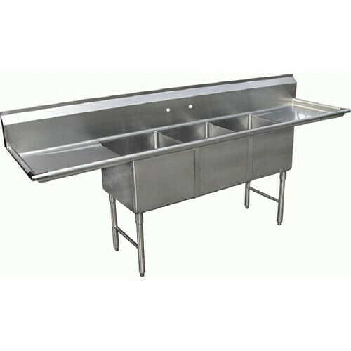 Sink 3-compartment 90-3/8"W x 24"D x 45"H