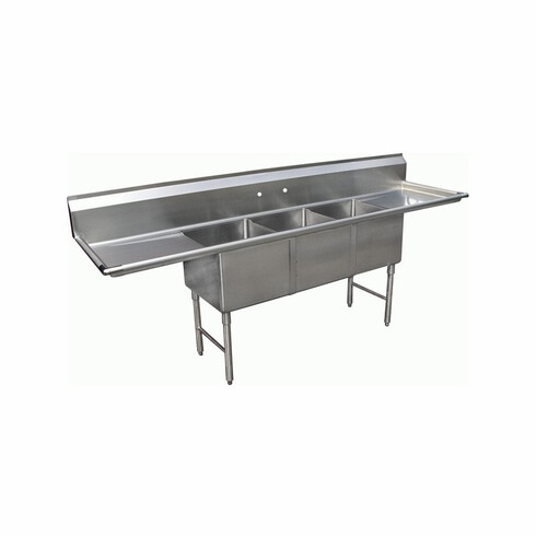 Sink 3-Compartment  102-3/8"W x 24"D x 45"H