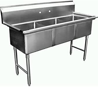Sink 3-Compartment 60-3/8"W x 24"D x 45"H