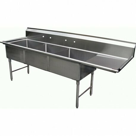 Sink 3-Compartment 75-3/8"W x 24"D x 45"H