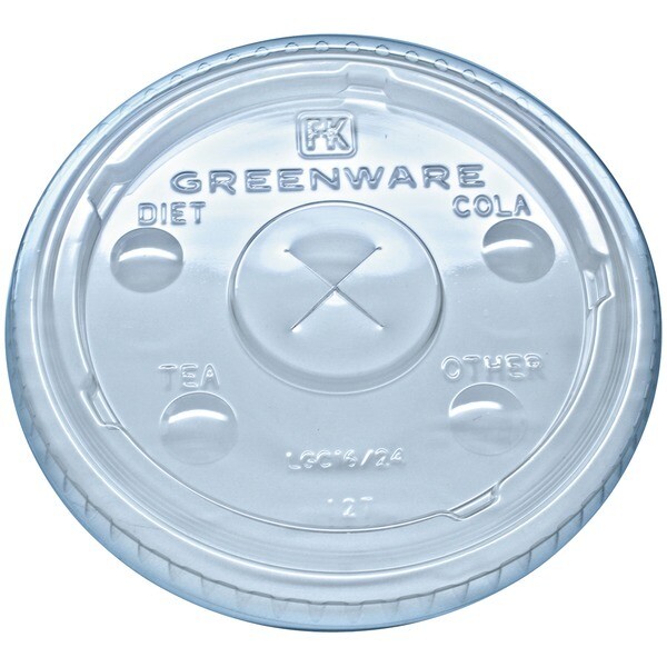 Lid Slotted 12-24oz. Clear PET Plastic Flat