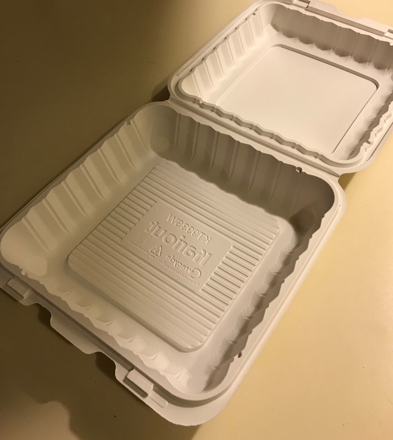 Container 9" Plastic 1-Compartment Hinged