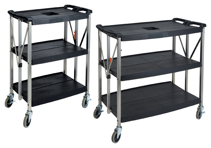 Utility Cart 3-Tier Folding Black