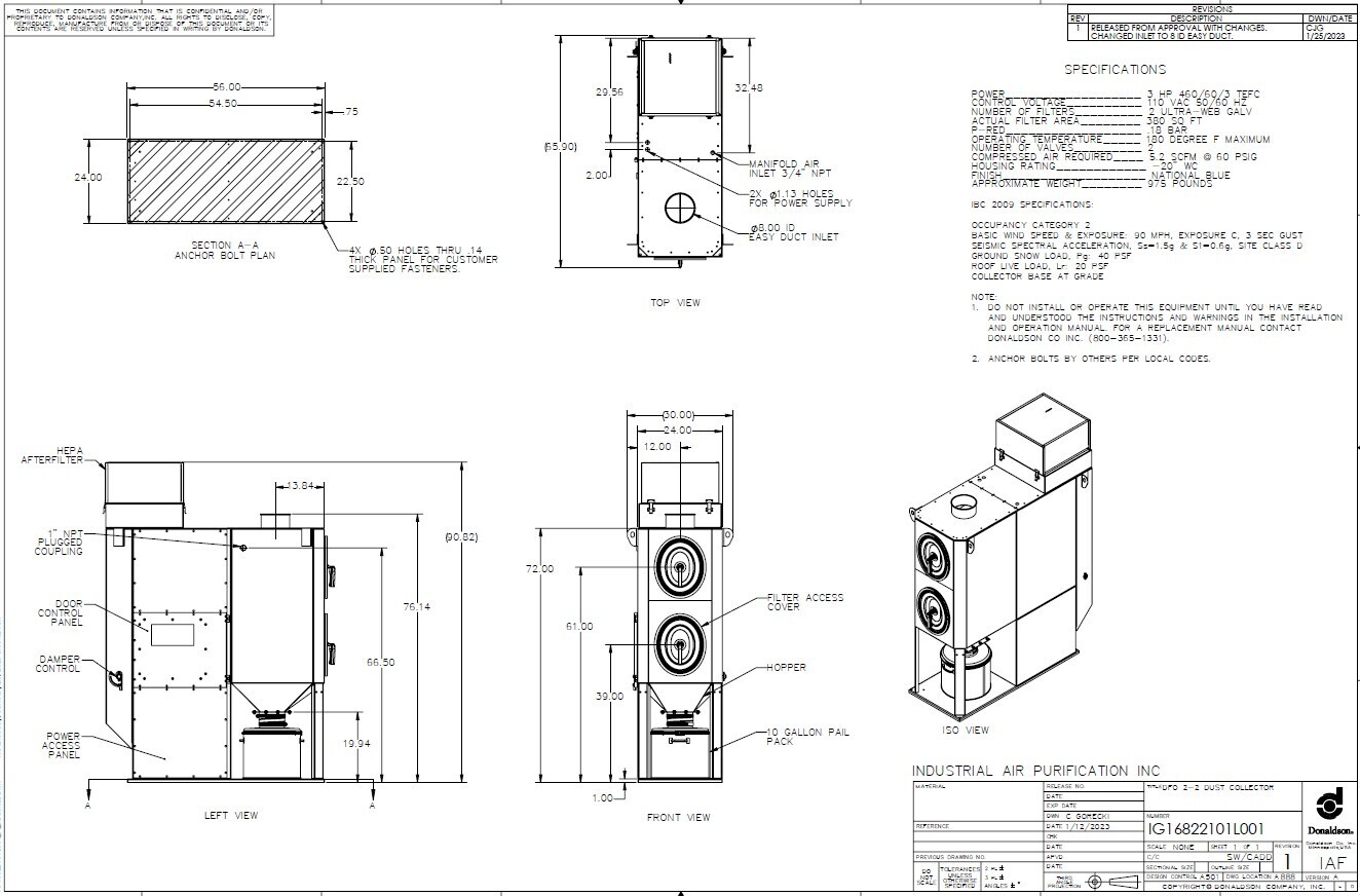 Donaldson DFO2-2 w/ HEPA, 460V/3