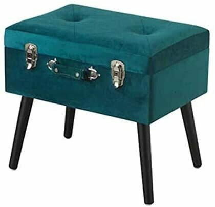 Pouf contenitore valigia retrò blu petrolio