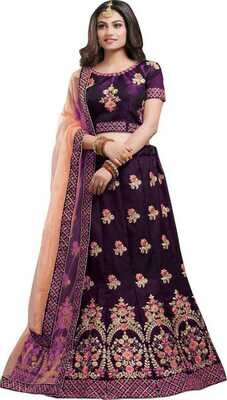 Embroidered Semi Stitched Lehenga Choli