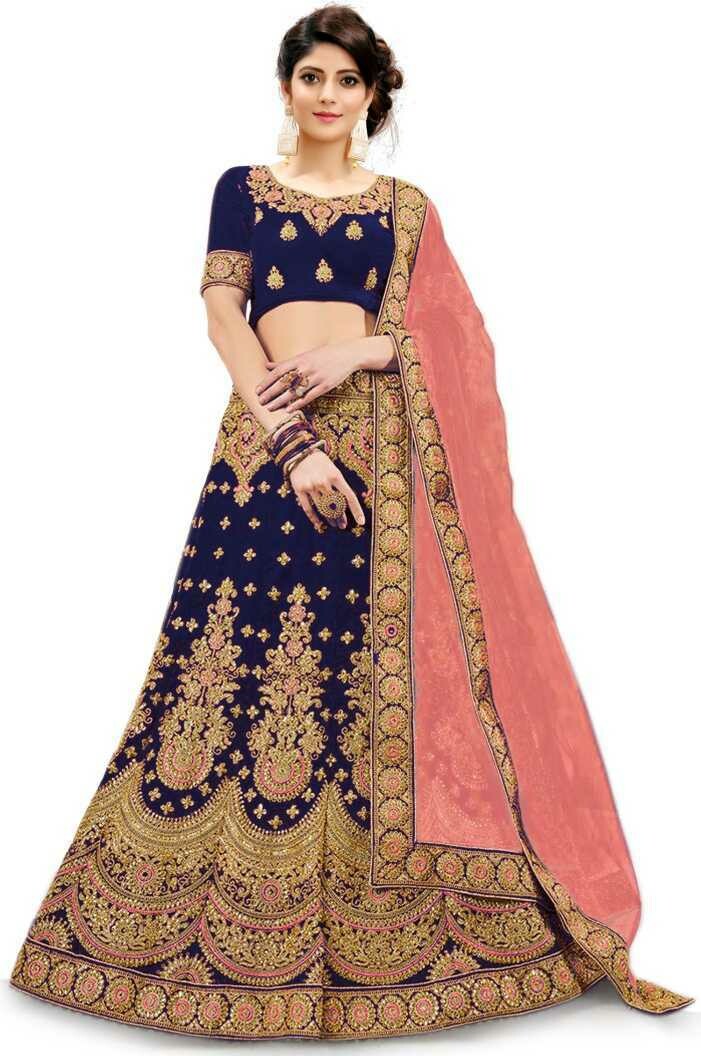 Embroidered Semi Stitched Lehenga Choli