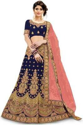 Embroidered Semi Stitched Lehenga Choli