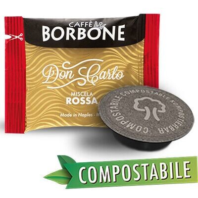 100 Borbone Don Carlo RED Blend compostable capsules COMPATIBLE with COFFEE MACHINES branded Lavazza ®* A Modo Mio ®*.