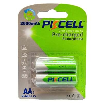Pilas Baterías Aa Pre-cargada Ni-mh 2600 Mahs Pkcell