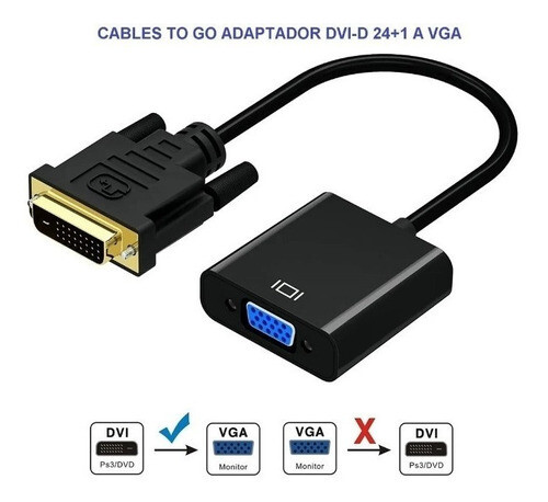 Adaptador Convertidor Dvi-d 24+1 Pines Macho A Vga Hembra