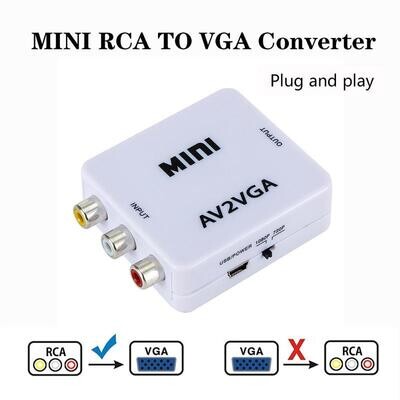 Adaptador Convertidor De Rca A Vga Tv Monitor Con Audio