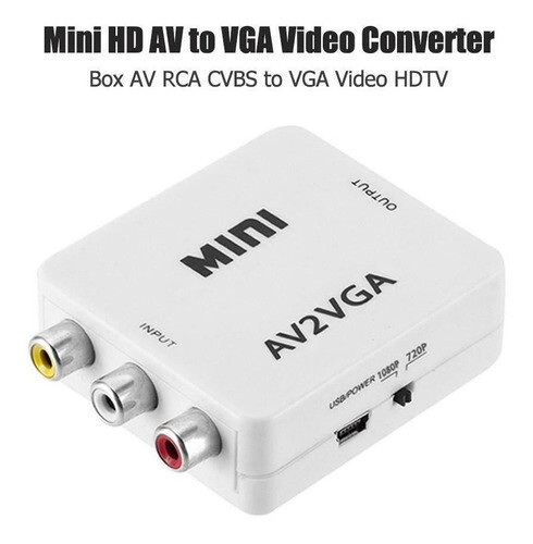 Adaptador Convertidor De Rca A Vga Tv Monitor Con Audio