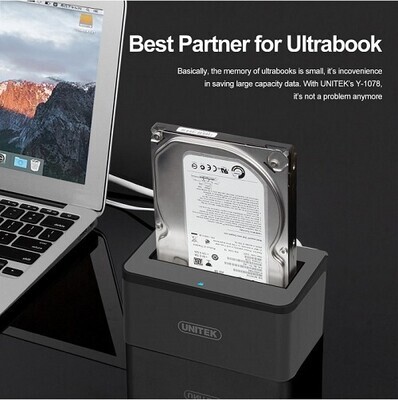 Estación de Acoplamiento USB 3.0/2.0 para Disco HDD y SSD 2,5''/3.5" SATA de una Sola Bahía