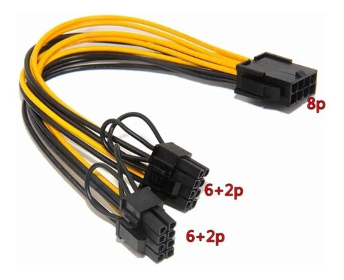 Cable Adaptador 8 Pin A Dual 6+2 Pin Pci-e Gpu