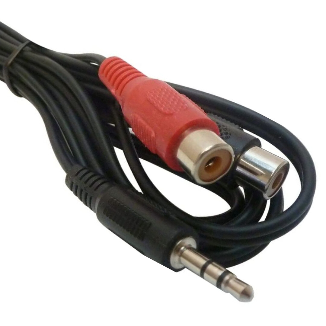 Cable Audio Auxiliar Jack 3.5mm / 2 RCA Hembra Adaptador Estéreo para Teléfonos, Altavoces, PC, Longitud 1.5 metros