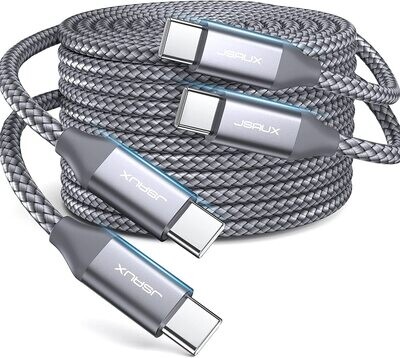 Cable USB C a USB C de 60 W, JSAUX  compatible con Samsung Galaxy S22/S21/S20+ Ultra, Note 20/10 Ultra, MacBook Air/Pro, iPad Pro, iPad Air4, iPad Mini 6, Pixel-Gri, 2 mtetros