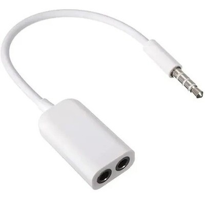 Adaptador Divisor 1 macho a 2 hembra para audifonos