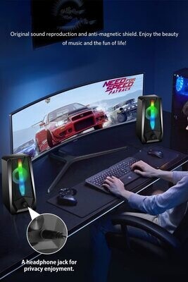 Cornetas de escritorio RGB de 16 W con cable USB para juegos de PC Imdwimd
