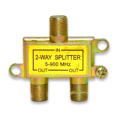 Splitter Amarillo 1 Entrada Y 2 Salidas Para Cable Rg6 Coaxial