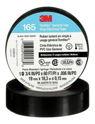 Teipe 3M Temflex Cinta Aislante Eléctrica de Pvc Nro165 3/4”In x18.3 Mts.