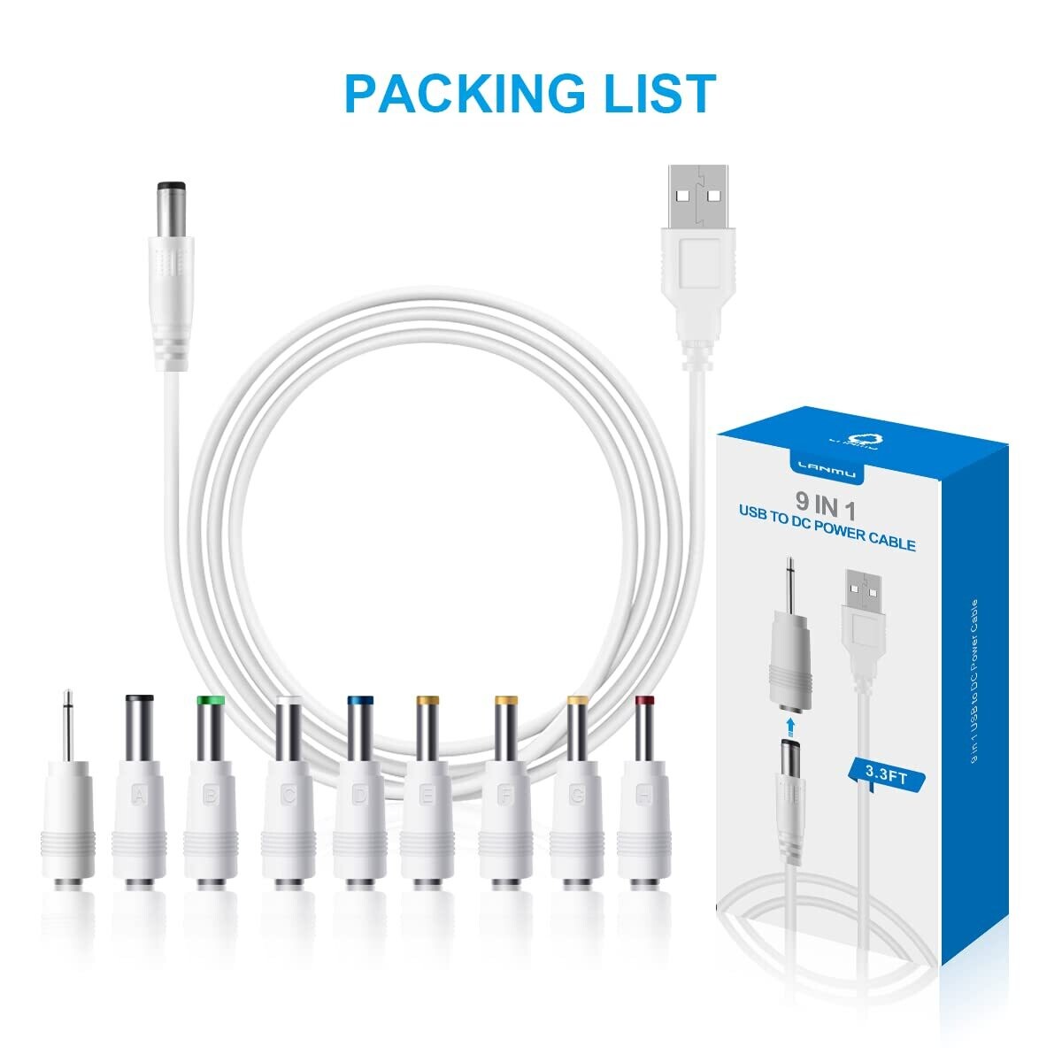 cable de alimentación universal de 5 V CC con 9 conectores intercambiables