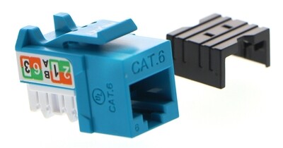 Coupler Keystone  Jack RJ45 tipo 110 CAT.6E (PCGKJC6TYRJBL) AZUL